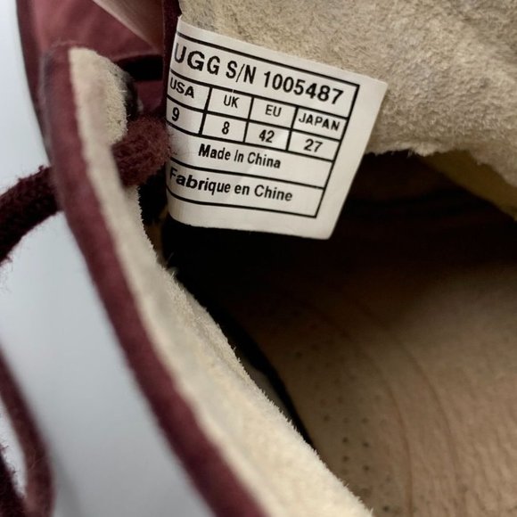 UGG Suede Lace Up Boots Mens Size 9 Wine Color main image 9